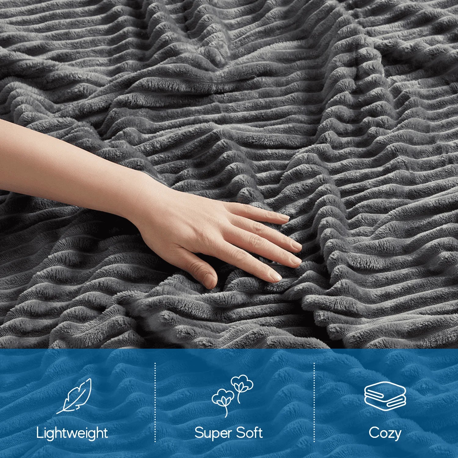 Nestl Cut Plush Fleece Bed Blanket - Super Soft Lightweight Fuzzy Luxury Throw Blanket for Sofa Couch Bed, Queen (90" x 90") Gray