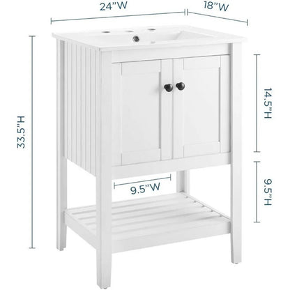 Modway Prestige 24" Modern Wooden Bathroom Vanity in White Finish