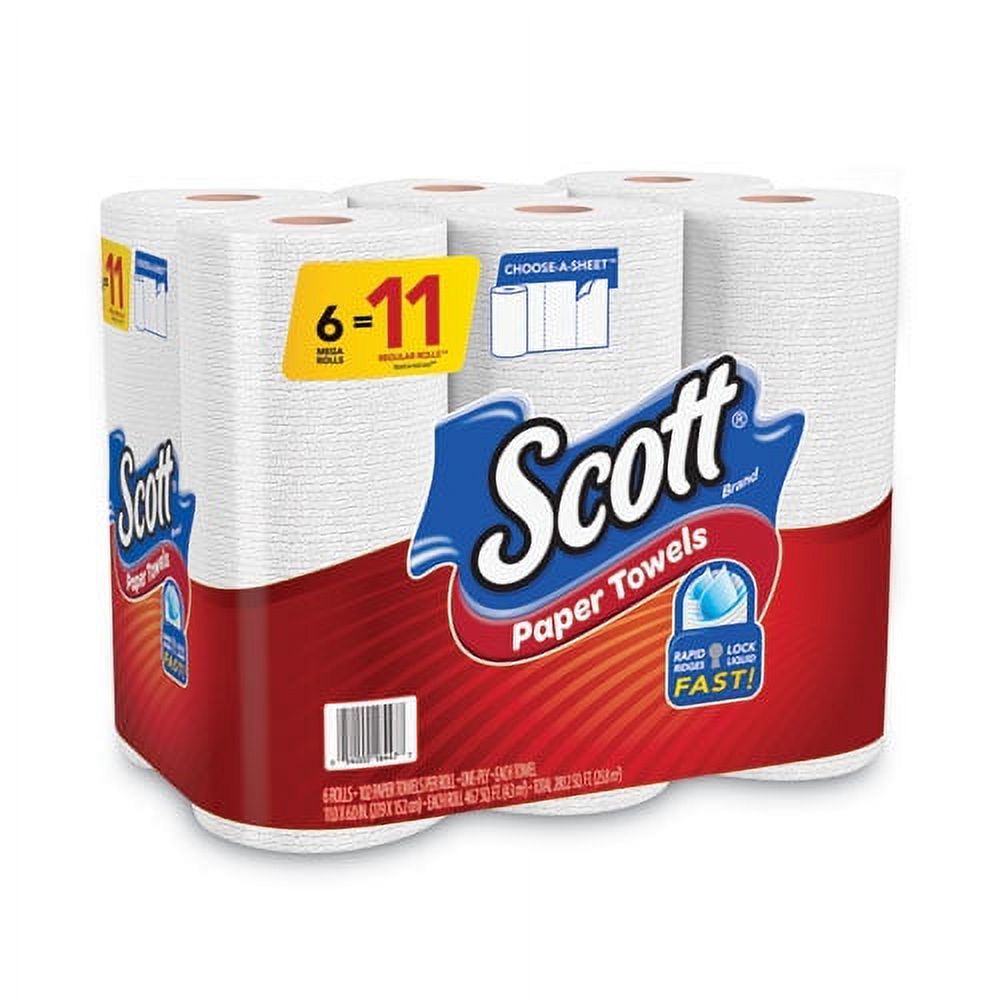 Choose-A-Size Mega Kitchen Roll Paper Towels, 1-Ply, 102/roll, 6 Rolls/pack, 4 Packs/carton | Bundle of 5 Cartons