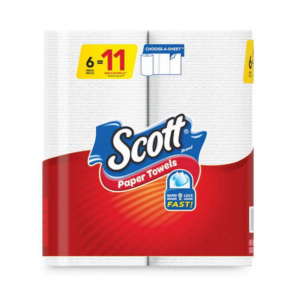 Choose-A-Size Mega Kitchen Roll Paper Towels, 1-Ply, 102/roll, 6 Rolls/pack, 4 Packs/carton | Bundle of 5 Cartons