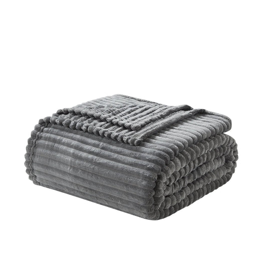 Nestl Cut Plush Fleece Bed Blanket - Super Soft Lightweight Fuzzy Luxury Throw Blanket for Sofa Couch Bed, Queen (90" x 90") Gray