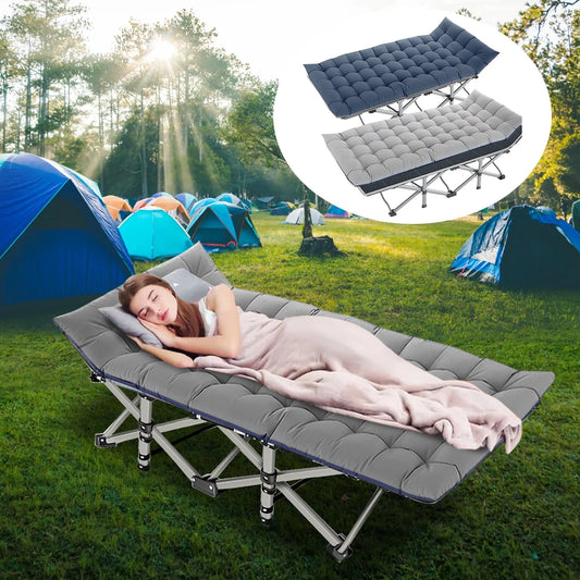 Lilypelle 75" Cots for Camping Traveling Fold Cot for Adults Portable Heavy Duty Sleeping Bed with Mattress Pad& Carry Bag