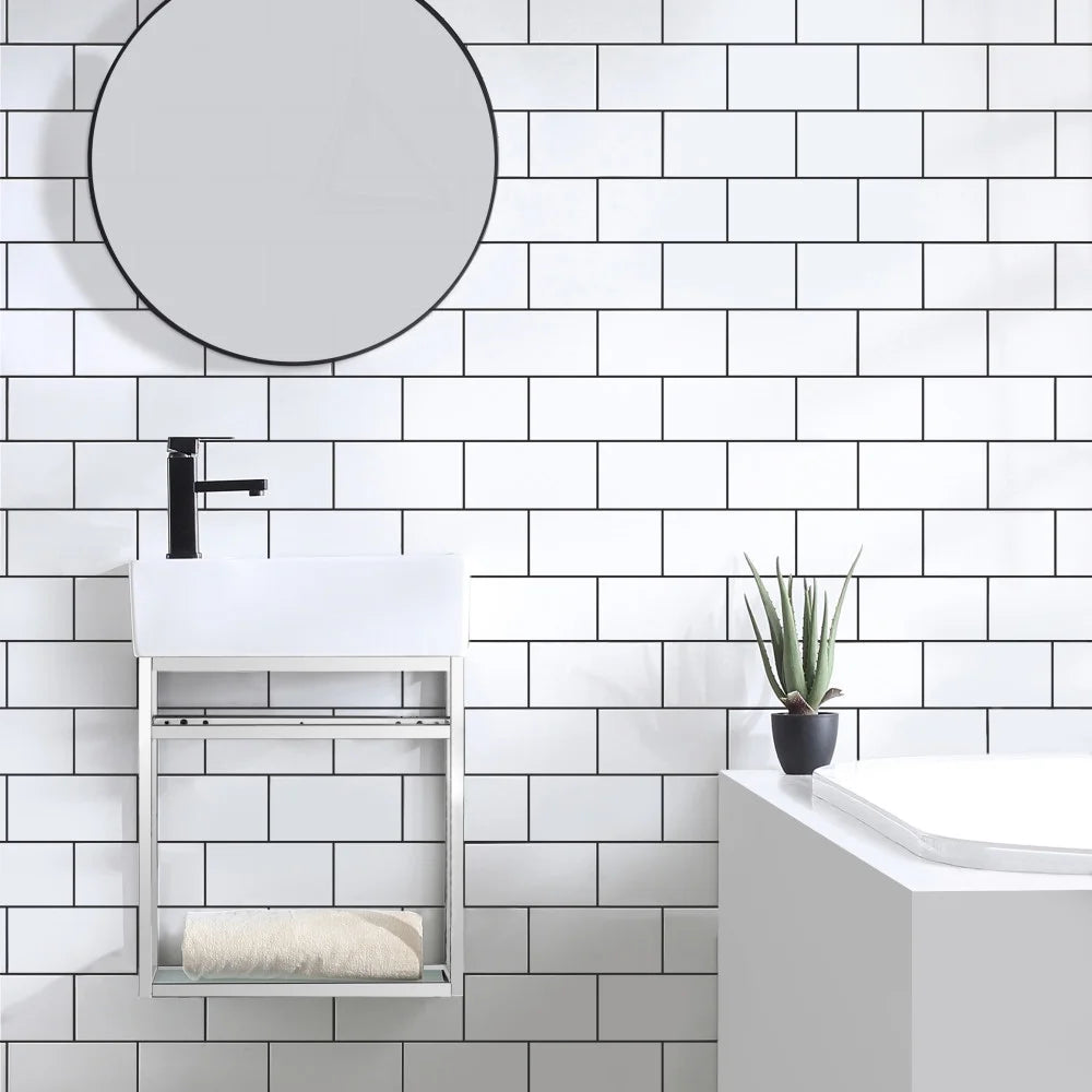 Pierre 19.5 Single, Open Shelf, Chrome Metal Frame Bathroom Vanity