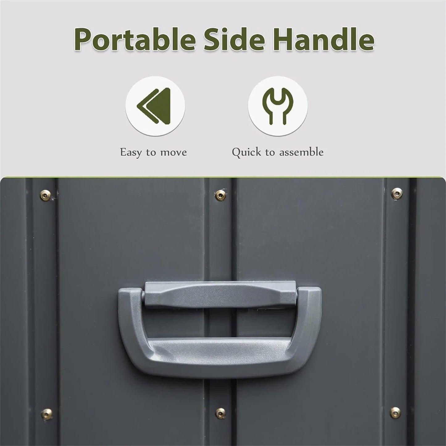 150 Gallon Outdoor Waterproof Storage Deck Box with Portable Side Handles and Moving Roller, Large Patio Storage Lockable for Outside Cushions, Throw Pillows, Garden Tools, Dark Gray