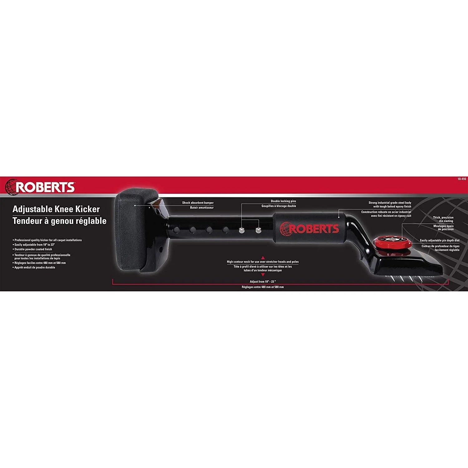 Roberts 10-410 Black Adjustable Carpet Knee Kicker