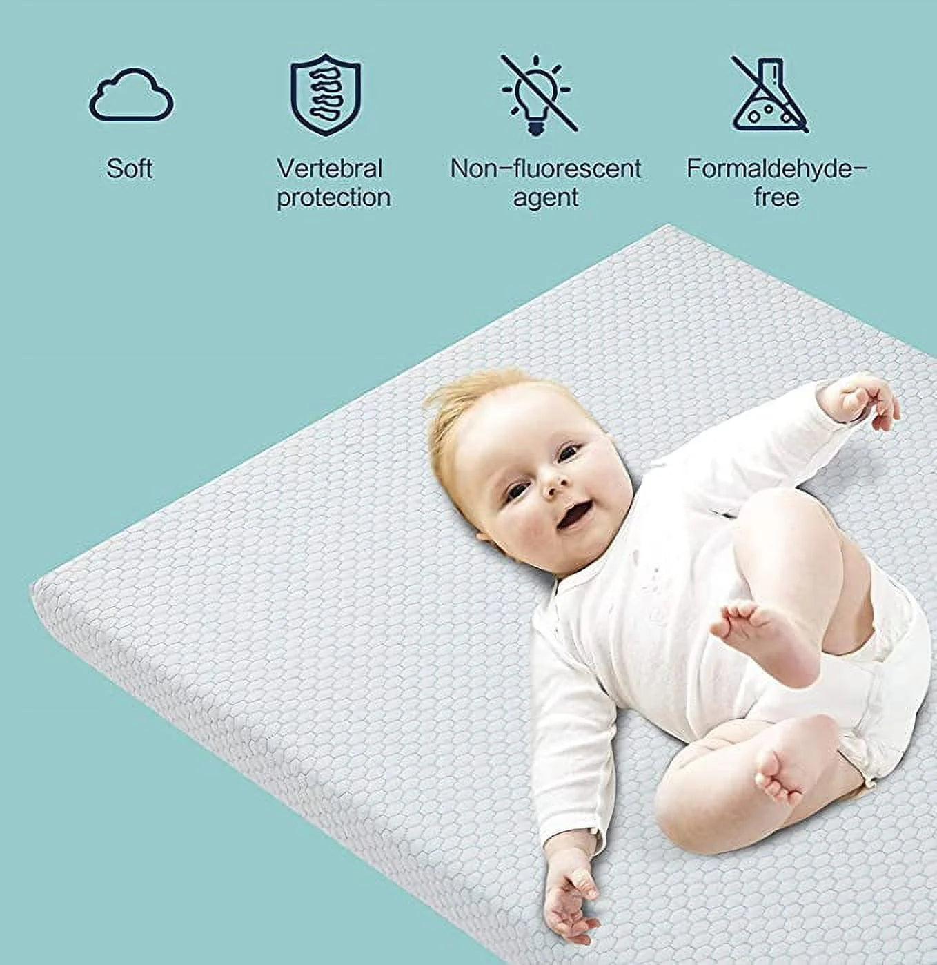 SheSpire Pack n Play Mattress, Memory Foam Playard Mattress, Portable Toddlers Mattress Firmness Featuring Soft Removable Washable Cover (38"x26")