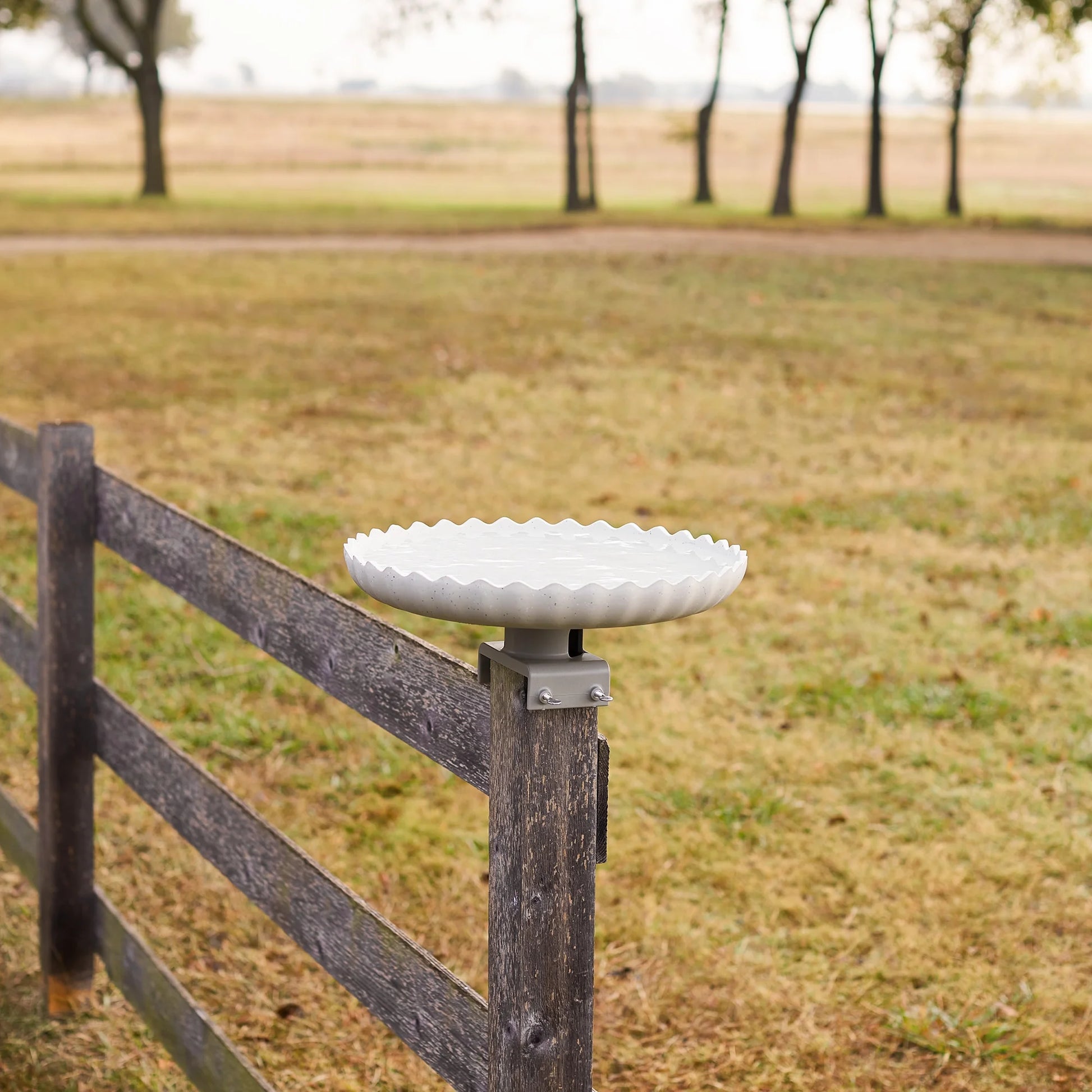 Farm Innovators Outdoor Heated Bird Bath, 120W Stone Birdbath w/Deck Mount