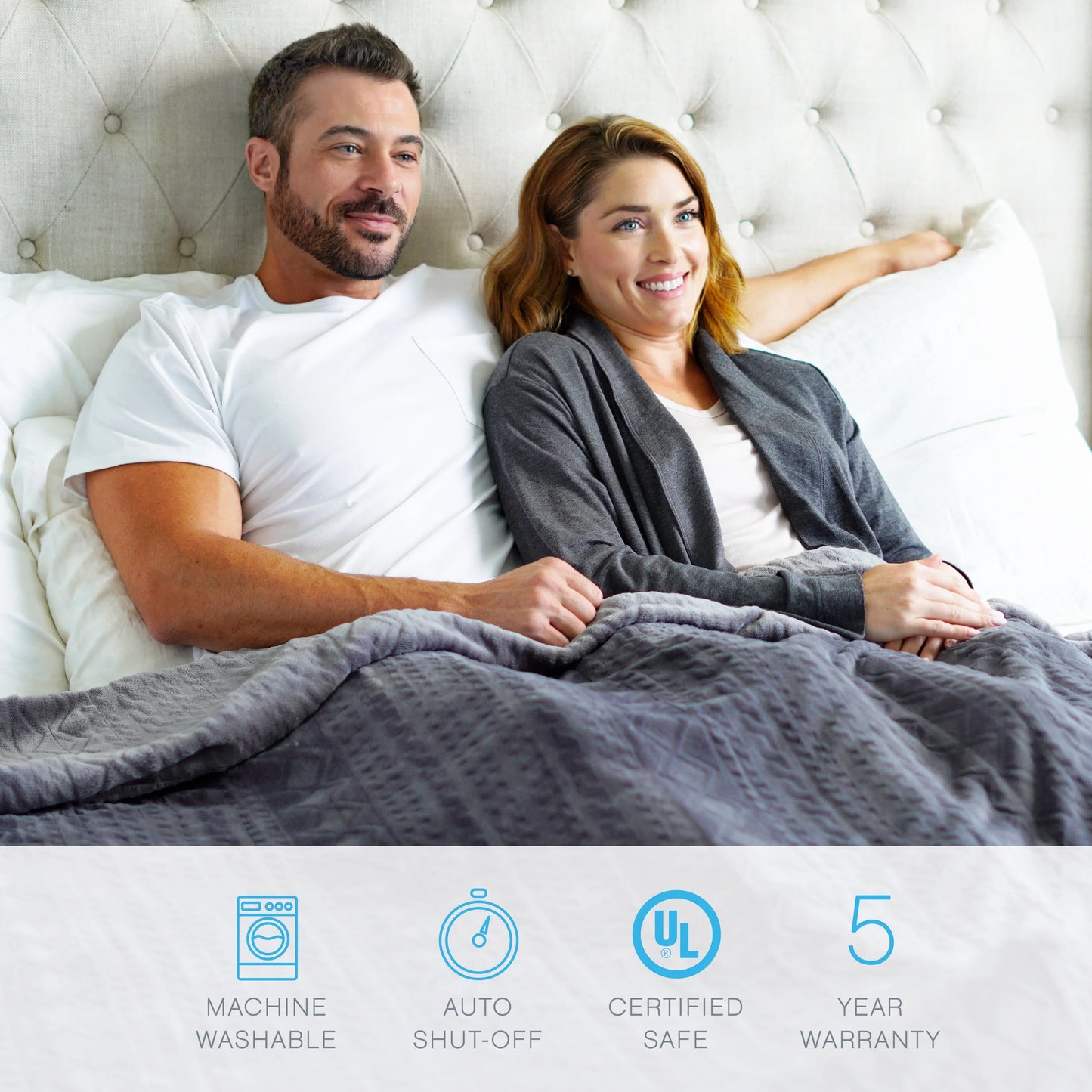 Pure Enrichment PureRelief Radiance Deluxe Heated Blanket - 10 Heat Settings, Super Soft Micromink Velvet Fabric, LCD Controller, Auto Shut-Off Timer, Machine Washable - Queen Size Electric Blanket