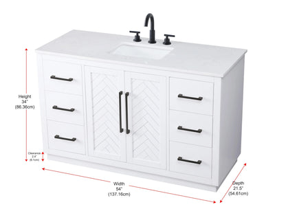 Elegant Kitchen and Bath 54 inch Single Bathroom Vanity in Hazel Oak