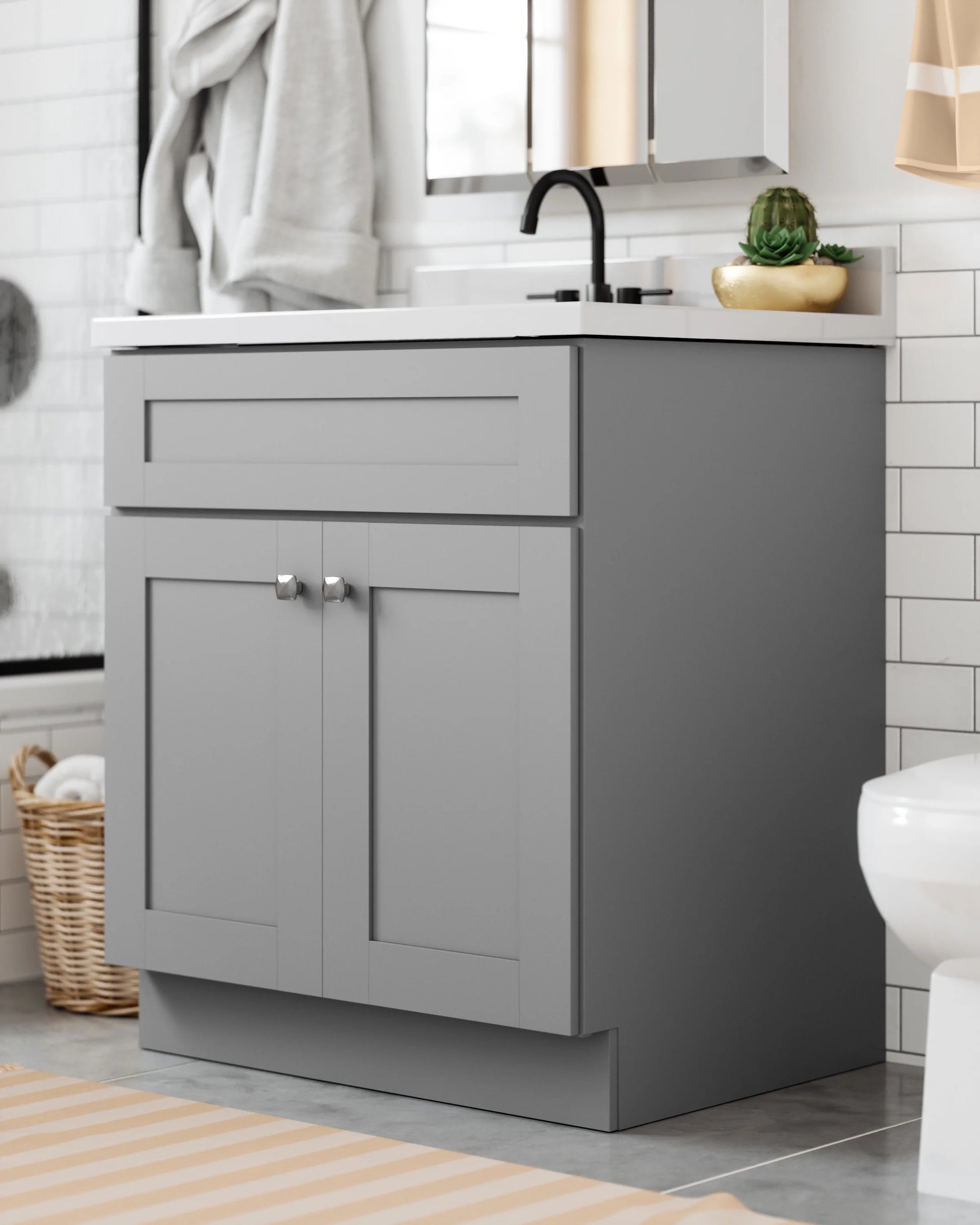 Design House Brookings 30" Ready to Assemble Solid Wood Bathroom Vanity, Sherwin Williams Gray