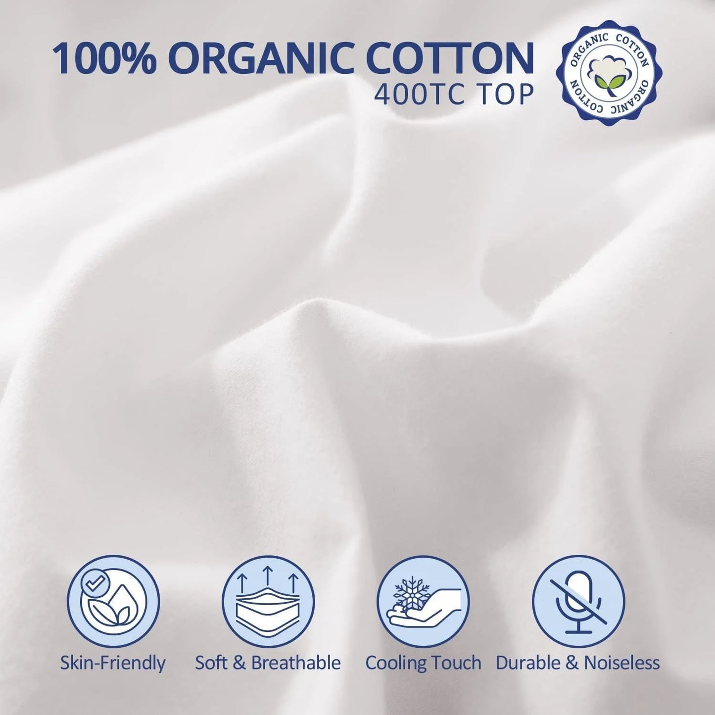 ELEMUSE 1300 GSM Overfilled Mattress Topper King with Baffle Box Design,Extra Thick Cooling King Pillow Top Pad, 400TC Organic Cotton Cover, Plush & Support Snow Down Alternative