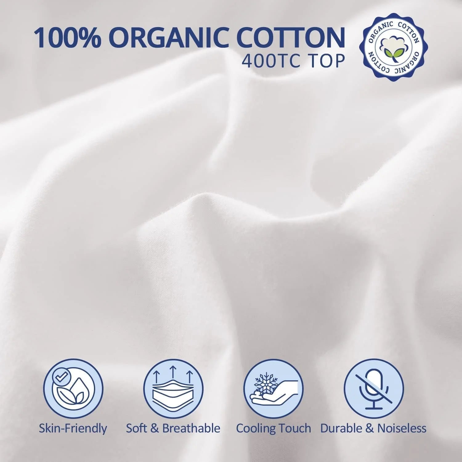 ELEMUSE 1300 GSM Overfilled Mattress Topper King with Baffle Box Design,Extra Thick Cooling King Pillow Top Pad, 400TC Organic Cotton Cover, Plush & Support Snow Down Alternative
