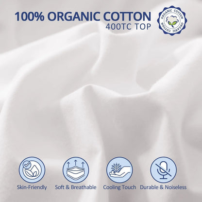 ELEMUSE 1300 GSM Overfilled Mattress Topper King with Baffle Box Design,Extra Thick Cooling King Pillow Top Pad, 400TC Organic Cotton Cover, Plush & Support Snow Down Alternative