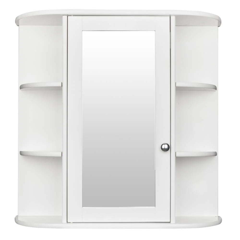 Ktaxon Wooden Bathroom Storage Cabinet with Mirror Door & 8 Shelves, Wall Mounted Medicine Cabinet Organizer Spacesaver for Kitchen Laundry Room Hotels Home, White