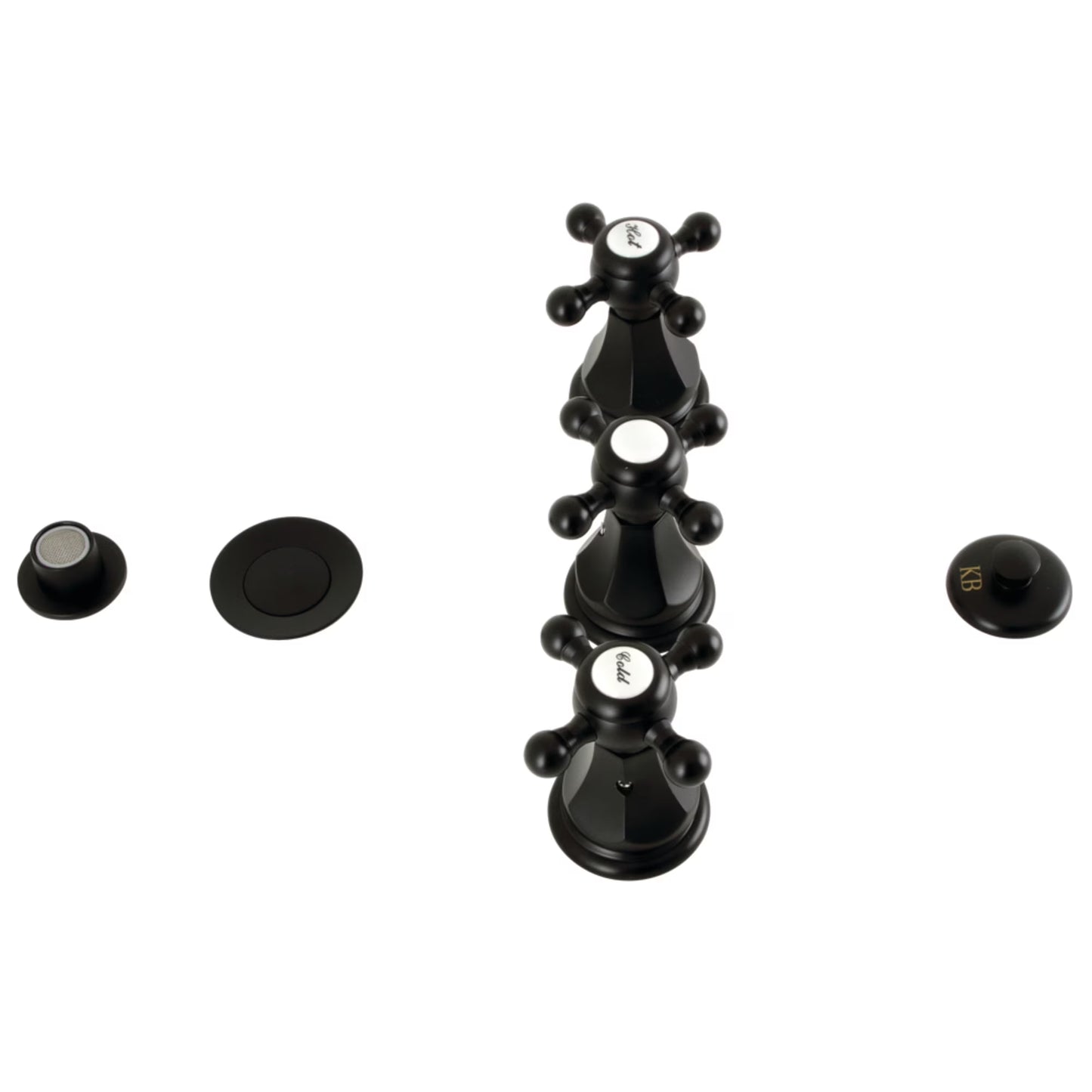Kingston Brass KB320BX Metropolitan Three-Handle Bidet Faucet with Brass Pop-Up, Matte Black
