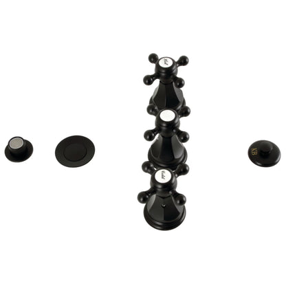 Kingston Brass KB320BX Metropolitan Three-Handle Bidet Faucet with Brass Pop-Up, Matte Black
