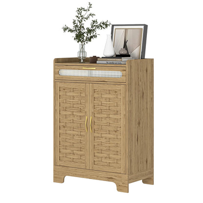 Spaco Coffee Bar Cabinet, Modern Farmhouse Buffet Sideboard with Drawer and Adjustable Shelf, Barn Door Storage Cabinet for Kitchen, Dining Room, Bathroom, Entryway
