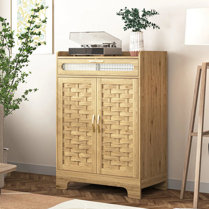 Spaco Coffee Bar Cabinet, Modern Farmhouse Buffet Sideboard with Drawer and Adjustable Shelf, Barn Door Storage Cabinet for Kitchen, Dining Room, Bathroom, Entryway