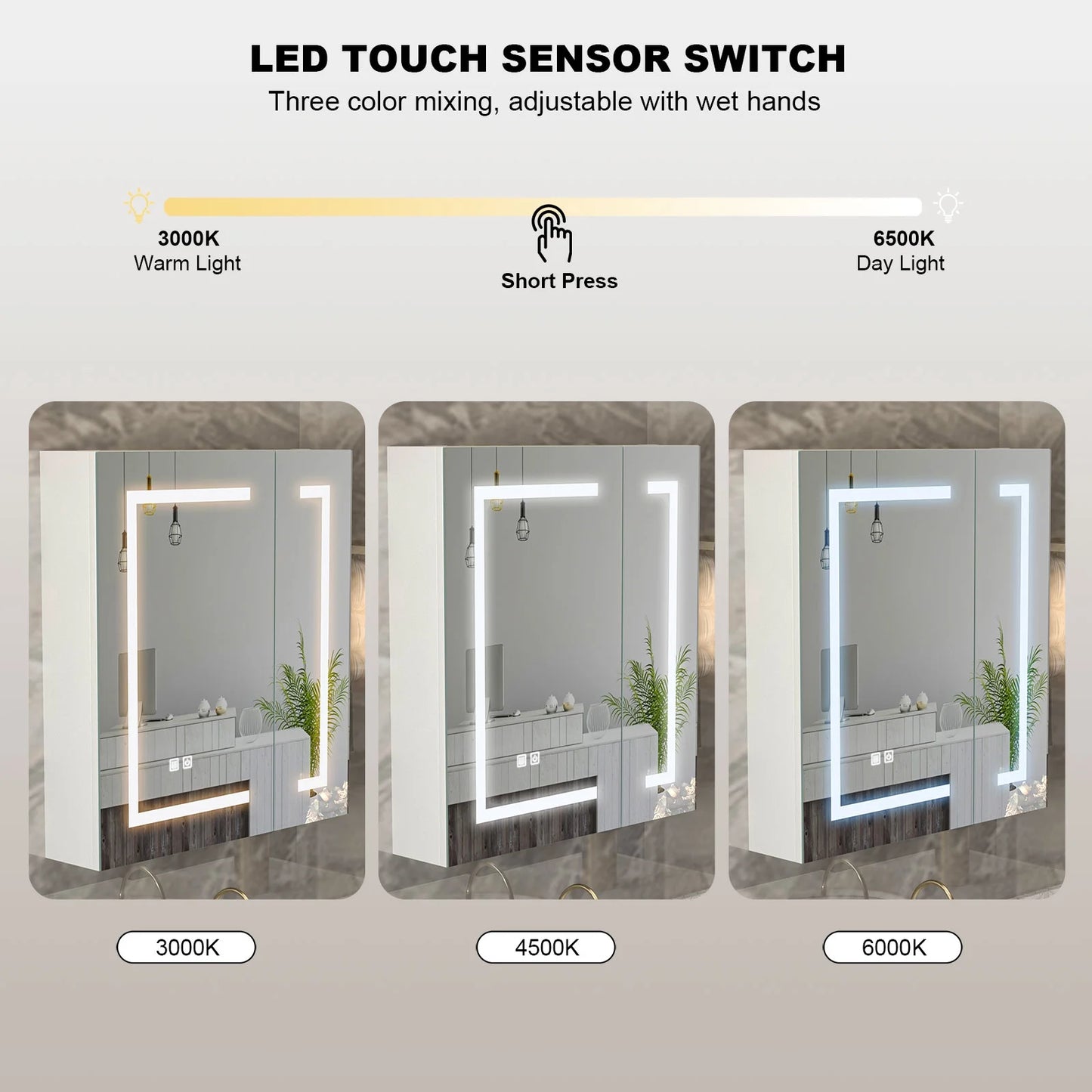 Led Medicine Cabinets for Bathroom with Mirror Lighted Mirror Cabinet with Defogger Surface Mount Bathroom Vanity Medicine Cabinet with Storage 23.7X 25.6Inch