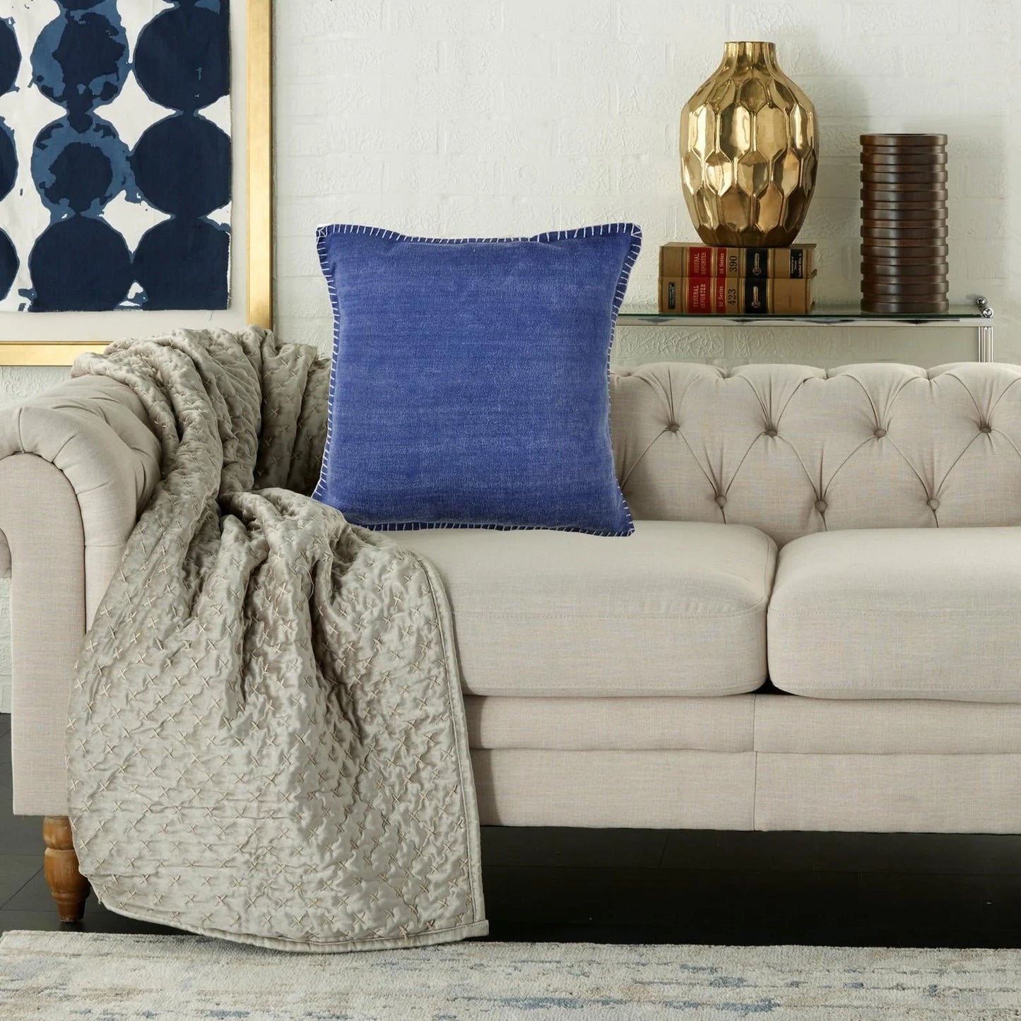 LR Home Embroidered Edged Throw Pillow