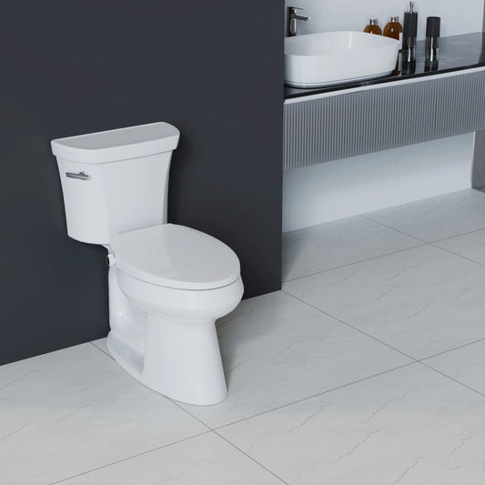 Mainstays Elongated Non-Electric Bidet Toilet Seat with Dual Self-Cleaning Nozzles, Daisy White