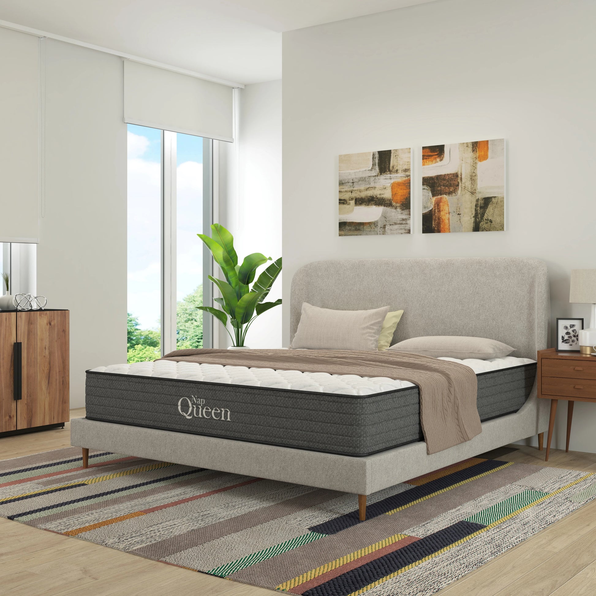 NapQueen Victoria 10" Medium Firm, Hybrid of Cooling Gel Infused Memory Foam and Pocket Spring Mattress, Queen Size