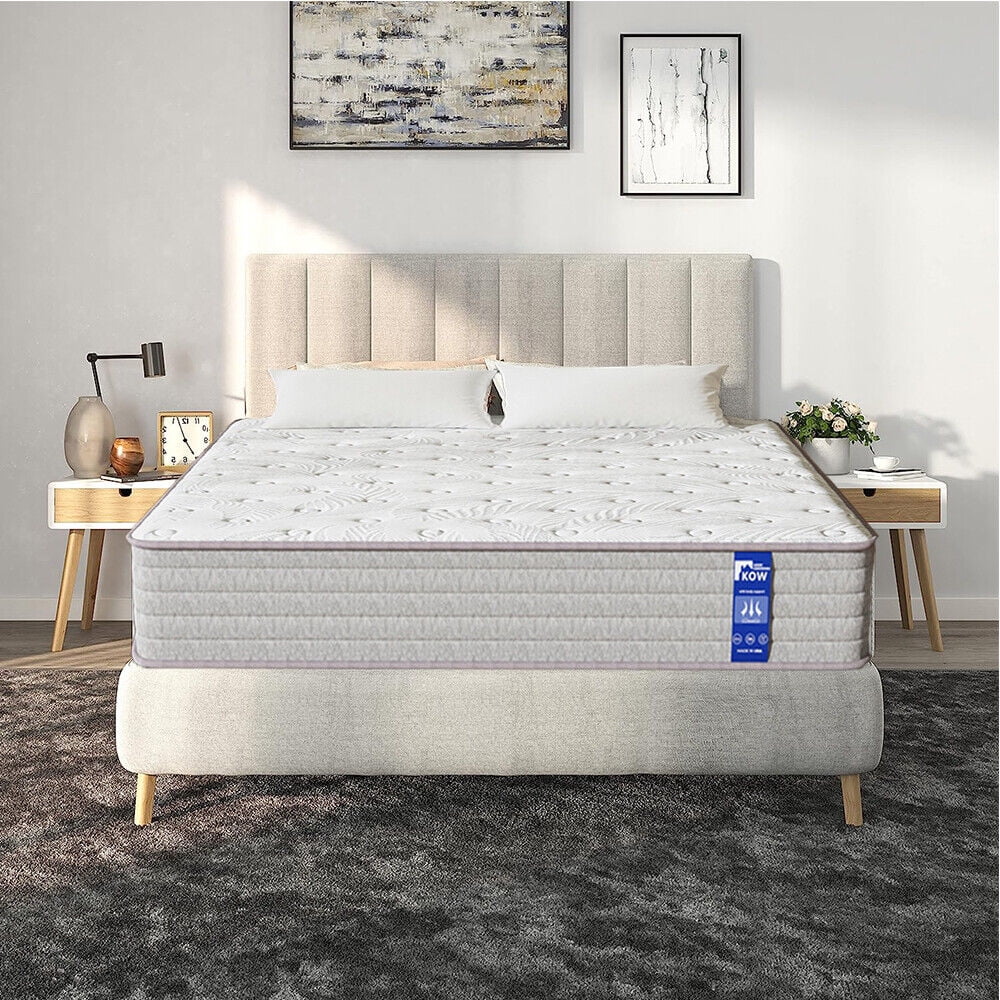 KOW® 12 inch Queen Size Gel Memory Foam Mattress in a box,Medium Firm,Pressure Relief,5 Zones Support,Egde Support