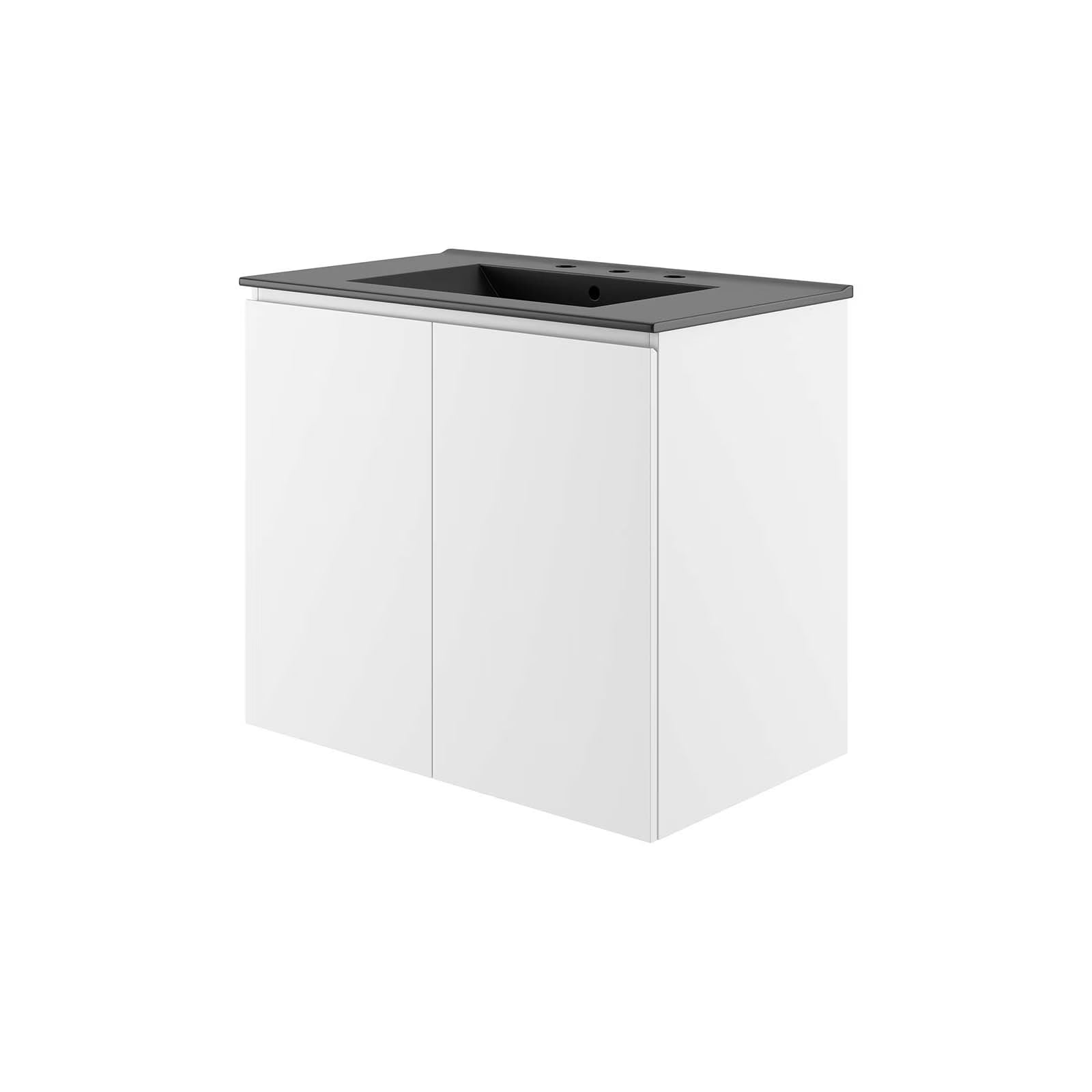 Sink Vanity Cabinet, Wall Mount, Grey Gray Black, Ceramic, Melamine, Modern Contemporary, Hotel Bedroom Bathroom Master Suite Guest