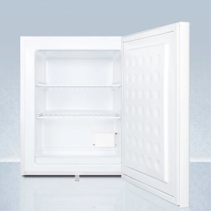 Compact manual defrost all-freezer with lock and probe hole