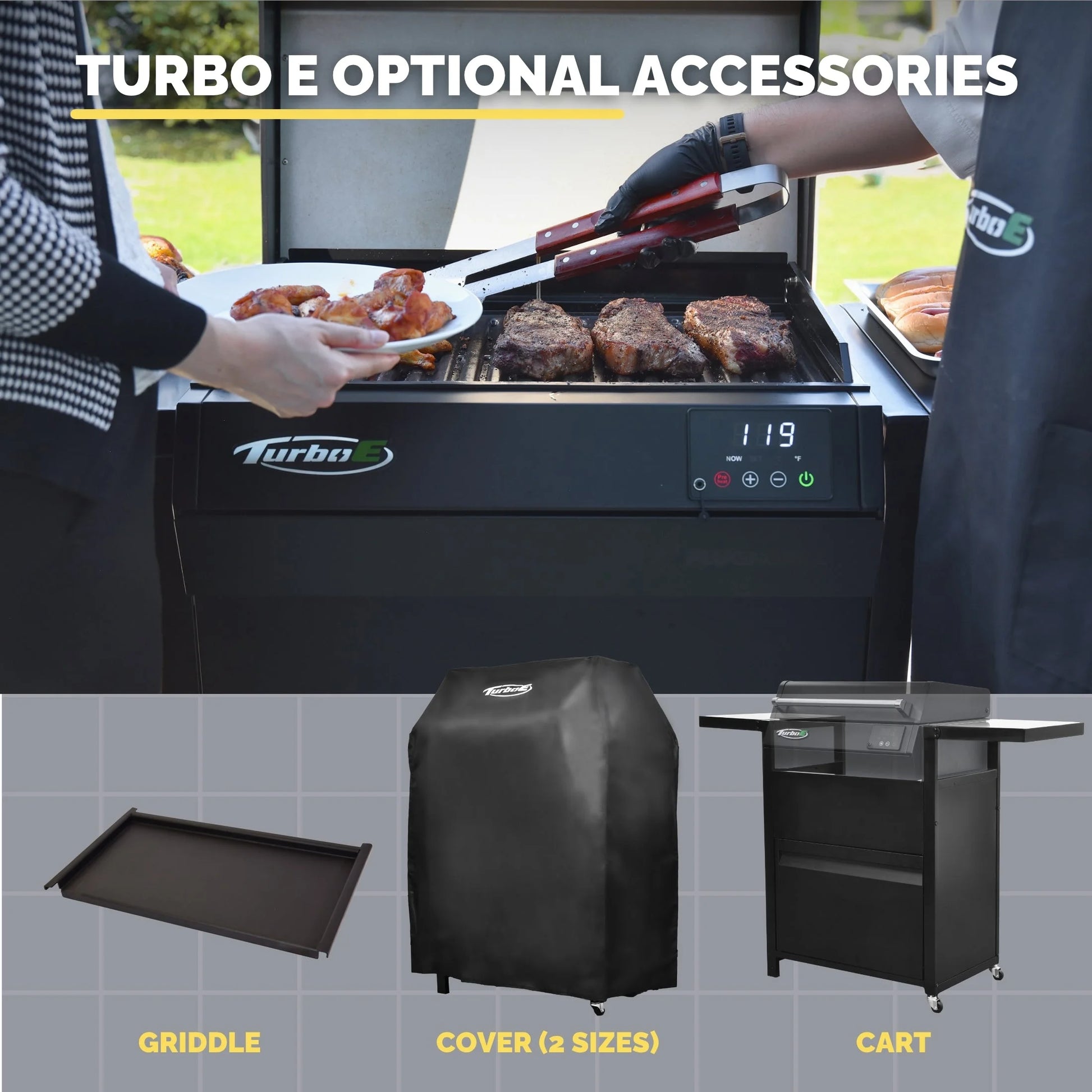 Turbo E Sport Outdoor Electric Grill, 1700W Infrared, 24", with Probe, 120V