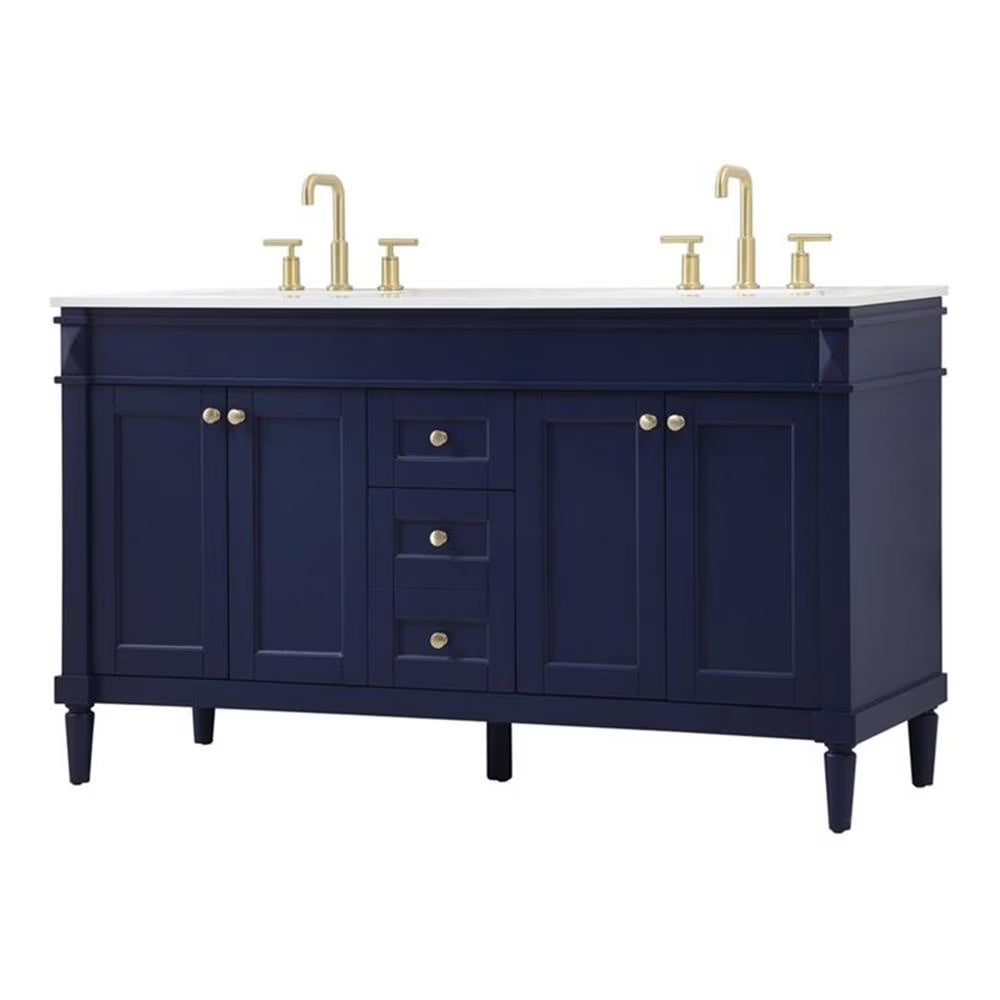Elegant Kitchen and Bath 60 Inch Double Bathroom Vanity In Green