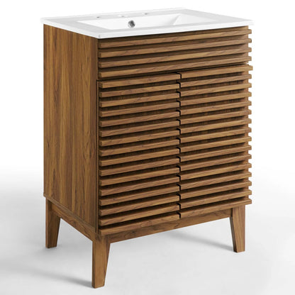 Modway Render Bathroom Vanity in Walnut White
