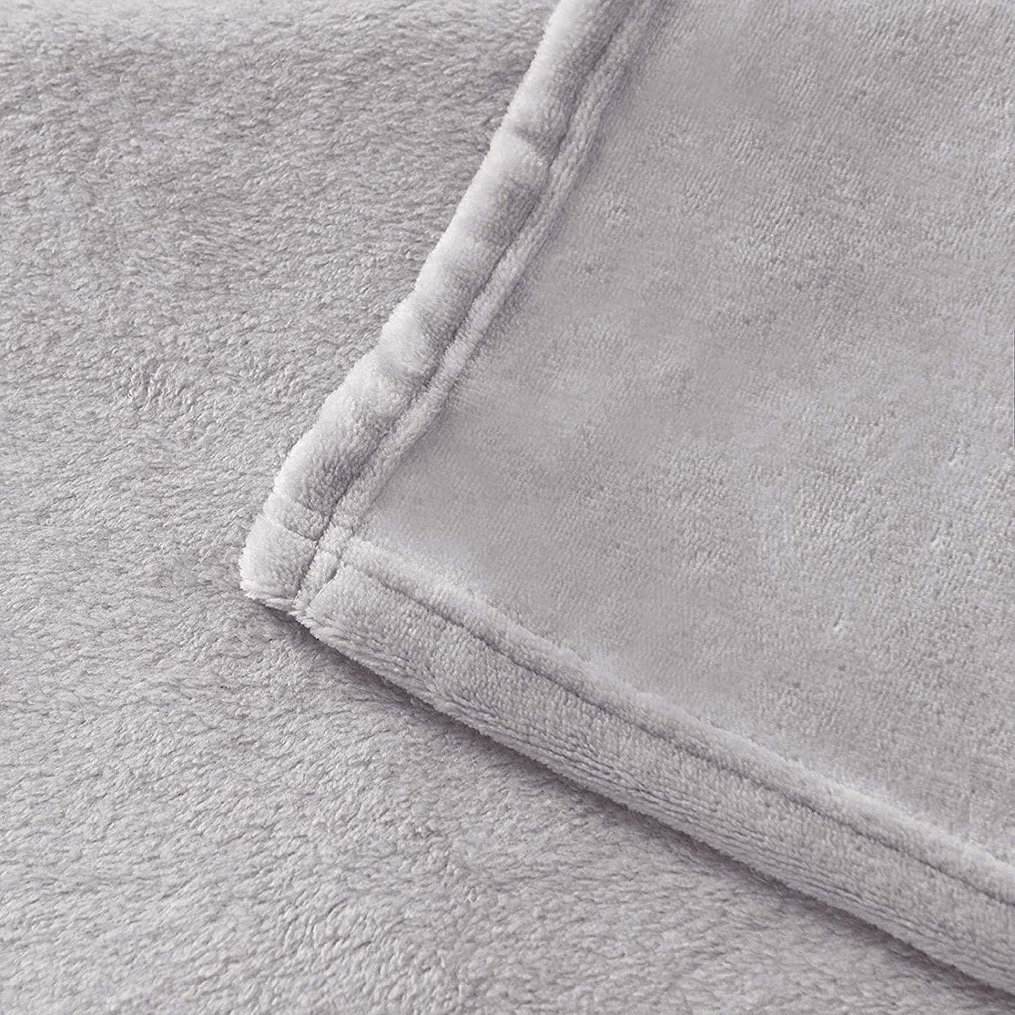 Exclusivo Mezcla Queen Size Flannel Fleece Velvet Plush Bed Blanket as Bedspread, Coverlet, Bed Cover (90x90 inches, Light Grey) Soft, Lightweight, Warm and Cozy