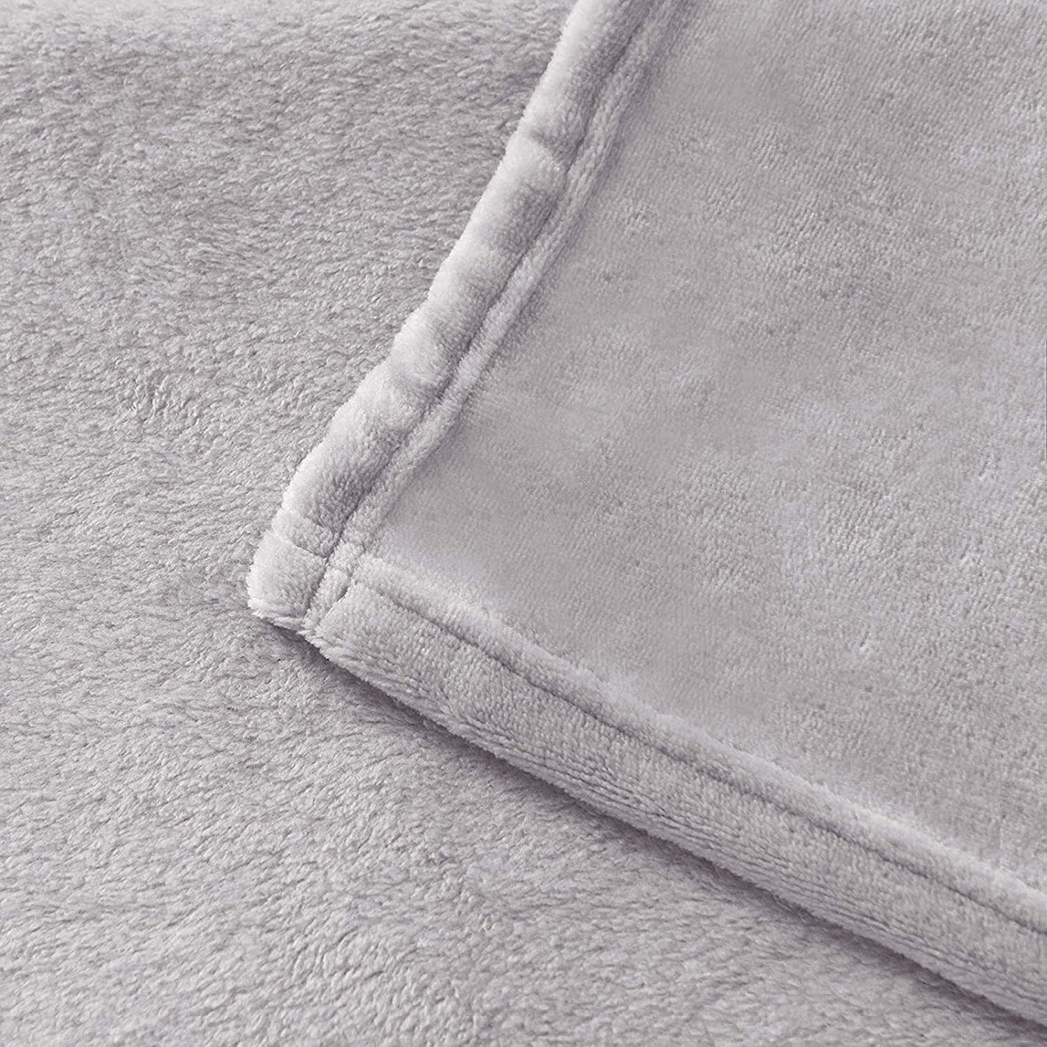 Exclusivo Mezcla Queen Size Flannel Fleece Velvet Plush Bed Blanket as Bedspread, Coverlet, Bed Cover (90x90 inches, Light Grey) Soft, Lightweight, Warm and Cozy