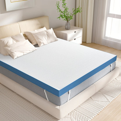 [Cooling Gel Mattress Topper] 4 Inch Cooling Mattress Topper - Premium Memory Foam Mattress - Soft & Breathable Gel Bed Topper with Removable Cover