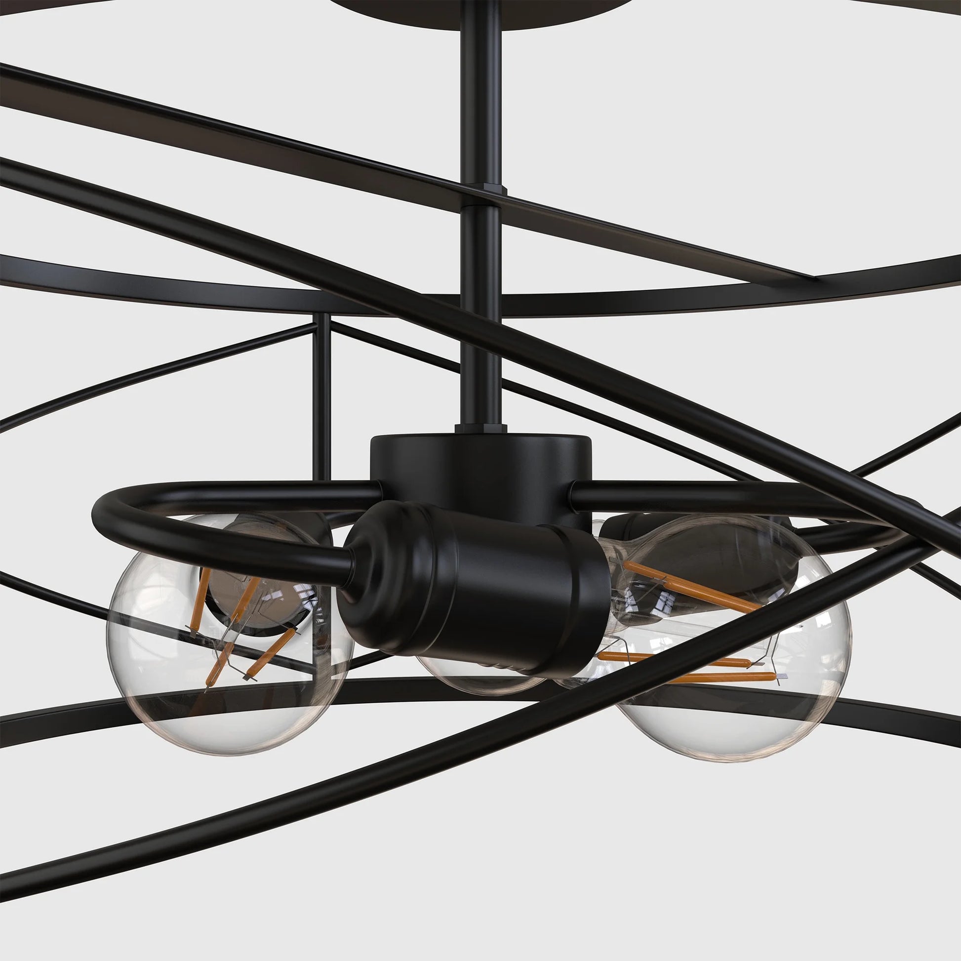 LOHASLED 3 Lights Black Vintage Retro Industrial Modern Farmhouse Lighting, Semi Flush Mount Ceiling Light Fixture with Metal Cage for Kitchen Bedroom Hallway Living Room Bathroom