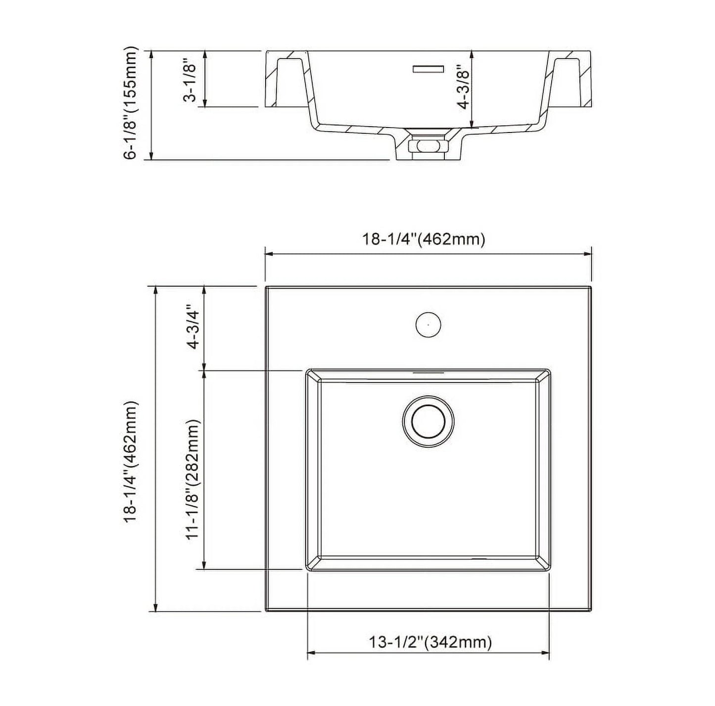 Dowell Topmount Bathroom Resin Basin 000 1818BP
