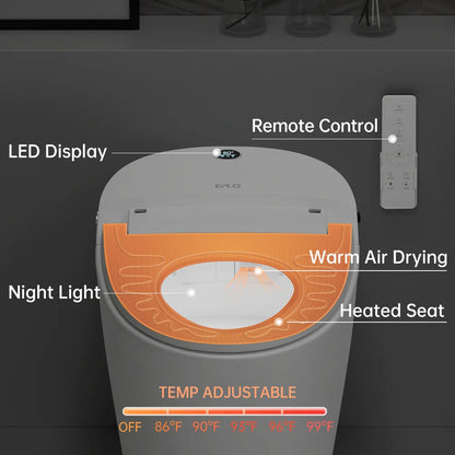 EPLO Smart Toilet with Foam Shield Splash Proof, One Piece Bidet Toilet,Dual Auto Flush,Foot Sensor Operation,Modern Elongated Toilet E16