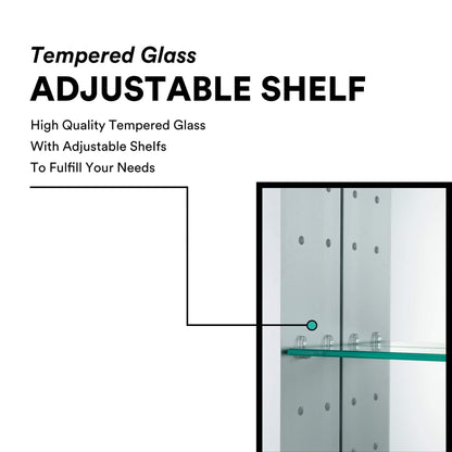 Fine Fixtures Bathroom Medicine Cabinet, Aluminum, Recessed/Surface Mount, Right/Left Hinged, Mirrored Interior Grey 15 X 24 Mirrored Finish