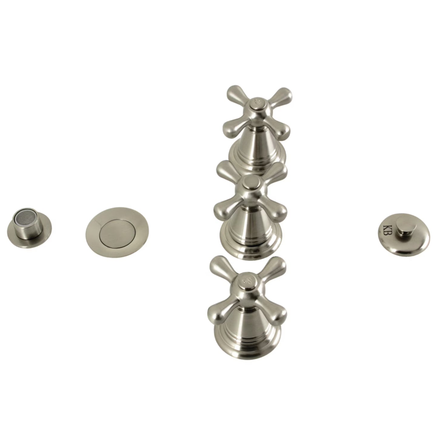 Kingston Brass KB327AX Victorian Three-Handle Bidet Faucet with Brass Pop-Up, Brushed Brass