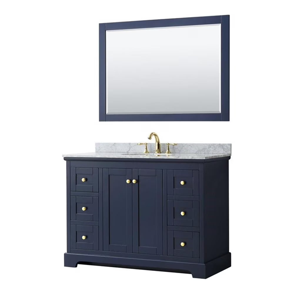 Wyndham Collection Oval Sink Wood Single Bathroom Vanity in White/Gold
