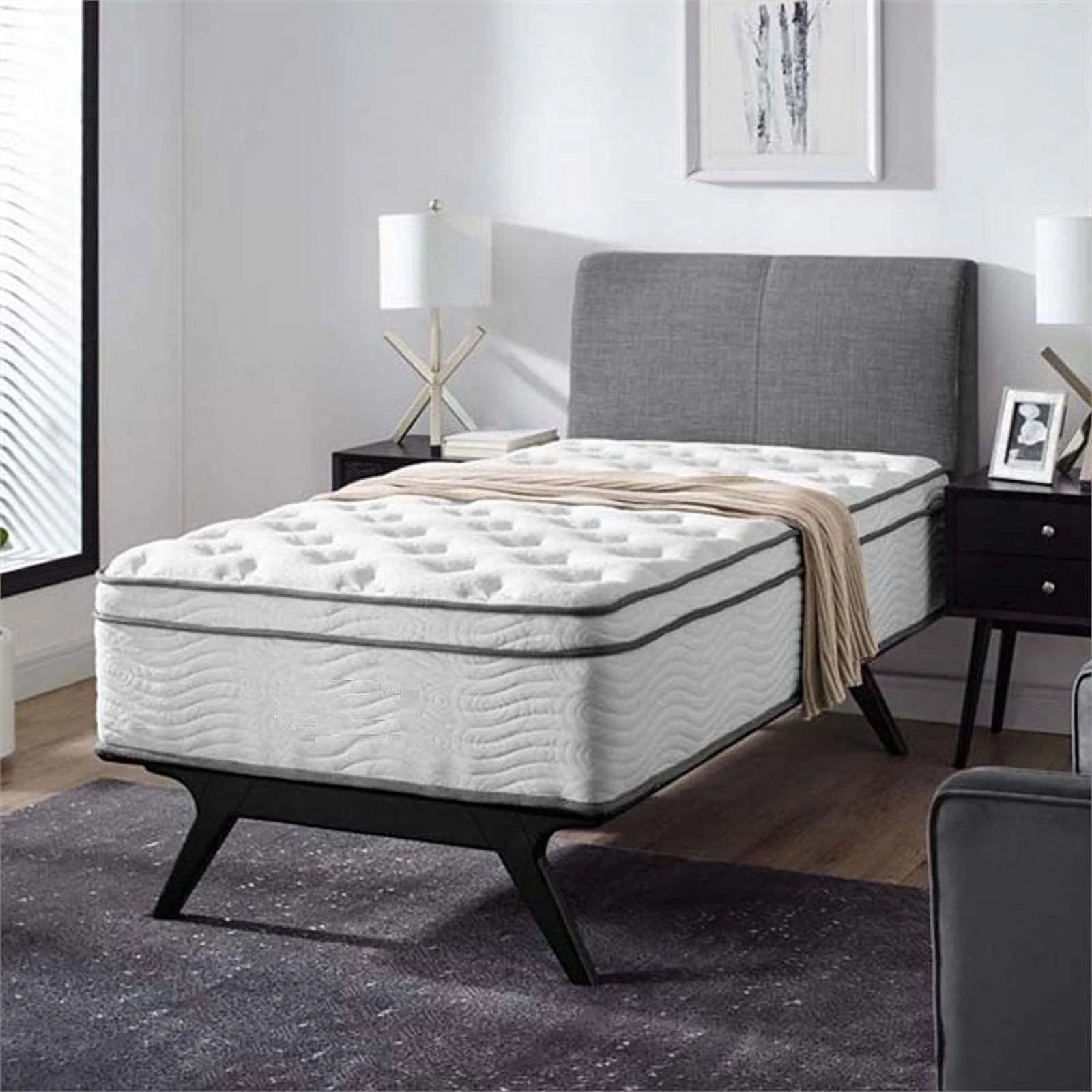 Allora 14" Twin Quilted Innerspring Mattress in White