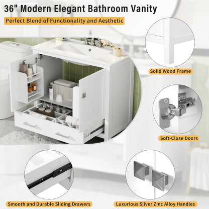 Harper & Bright Designs 72" White Bathroom Vanity Sink Combo with Soft-Close Doors, Bathroom Floor Cabinet with Storage
