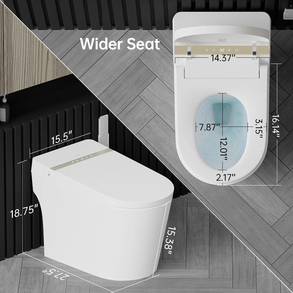 EPLO Smart Bidet Toilet, Auto Open/Close Lid, One-Piece Toilet Bidet Thankless, LED Display Elongated Toilet G20