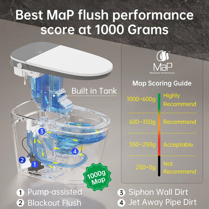 Smart Bidet Toilet Built in Tank,Comfortable Seat Height, Dual-Flush Elongated Toilet Bidet, Foot Sensor Flush/Open Seat Toilet U8Pro