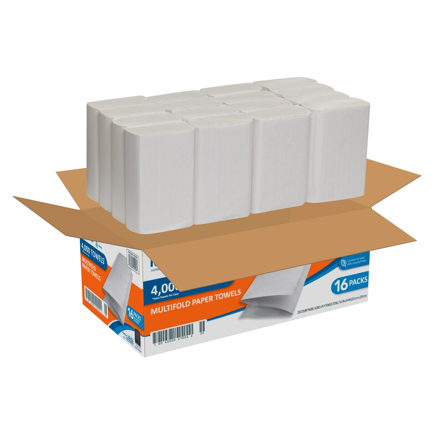 Marathon Paper Towels, Multifold, 1-Ply, 250 Sheets, 16-count