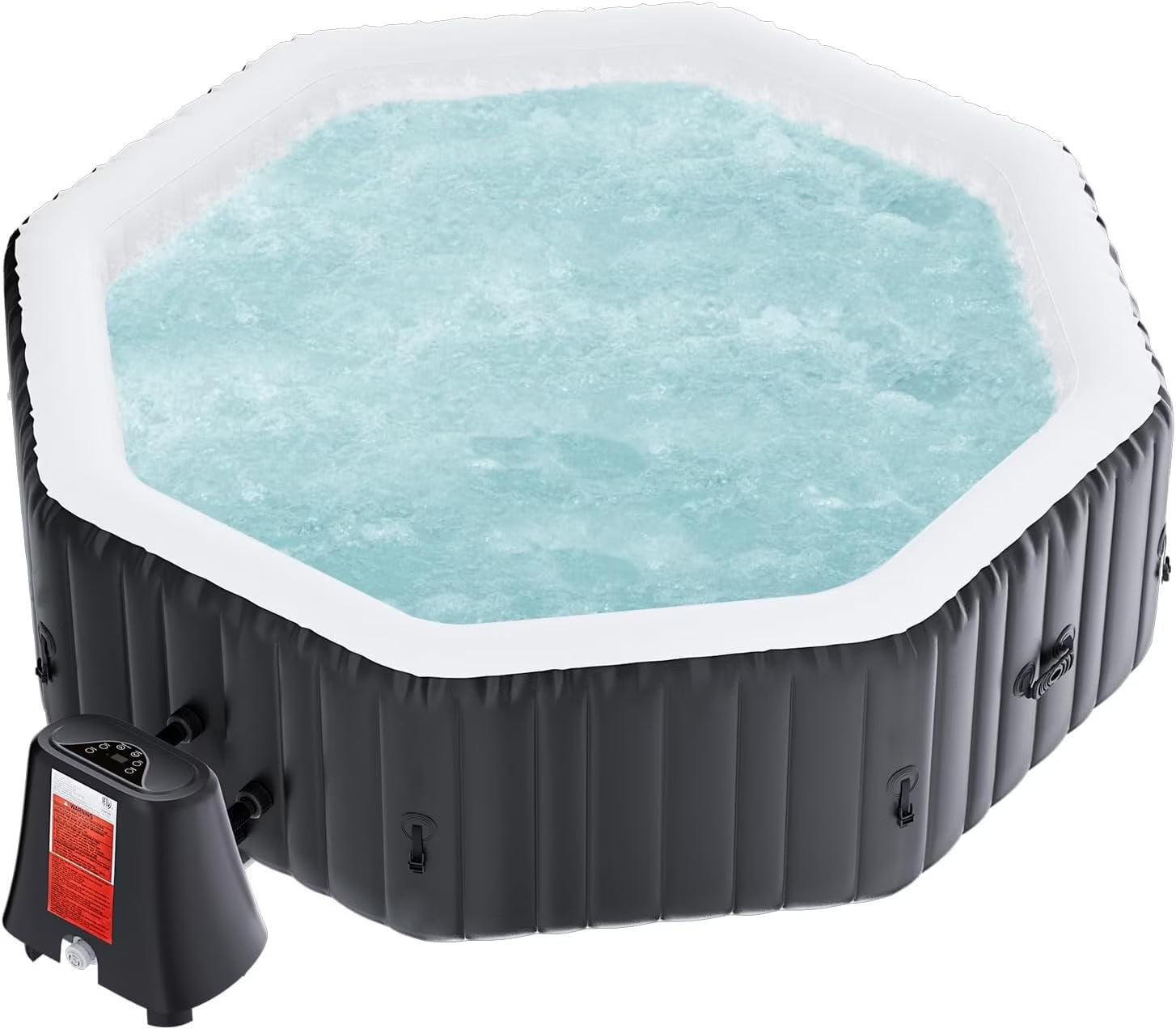 73" X 73" X 25" Inflatable Hot Tub for 4-6 Person Square, 240 Gallon Large Portable Hottub Spa with 130 Bubble Air Jets, Blow Up Spa Bathtub with LED Control Panel, 2 Filter, Temperature up to 104° F