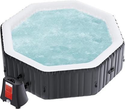 73" X 73" X 25" Inflatable Hot Tub for 4-6 Person Square, 240 Gallon Large Portable Hottub Spa with 130 Bubble Air Jets, Blow Up Spa Bathtub with LED Control Panel, 2 Filter, Temperature up to 104° F