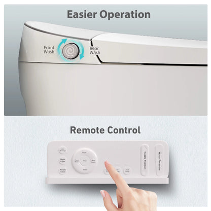 WRR Smart Toilet with Tank Built In, Heated Seat Smart Bidet Toilets, Instant Warm Water, Foam Shield, Sensor to Open/Close/Flush, Pump-assisted, Blackout Flush, LED Display(Premium)