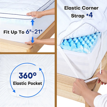 Cocosity Dual Layer 4 inch Full Size Memory Foam Mattress Topper, 2" Fluffy Pillow Top Mattress Topper & 2" Cooling Gel Memory Foam